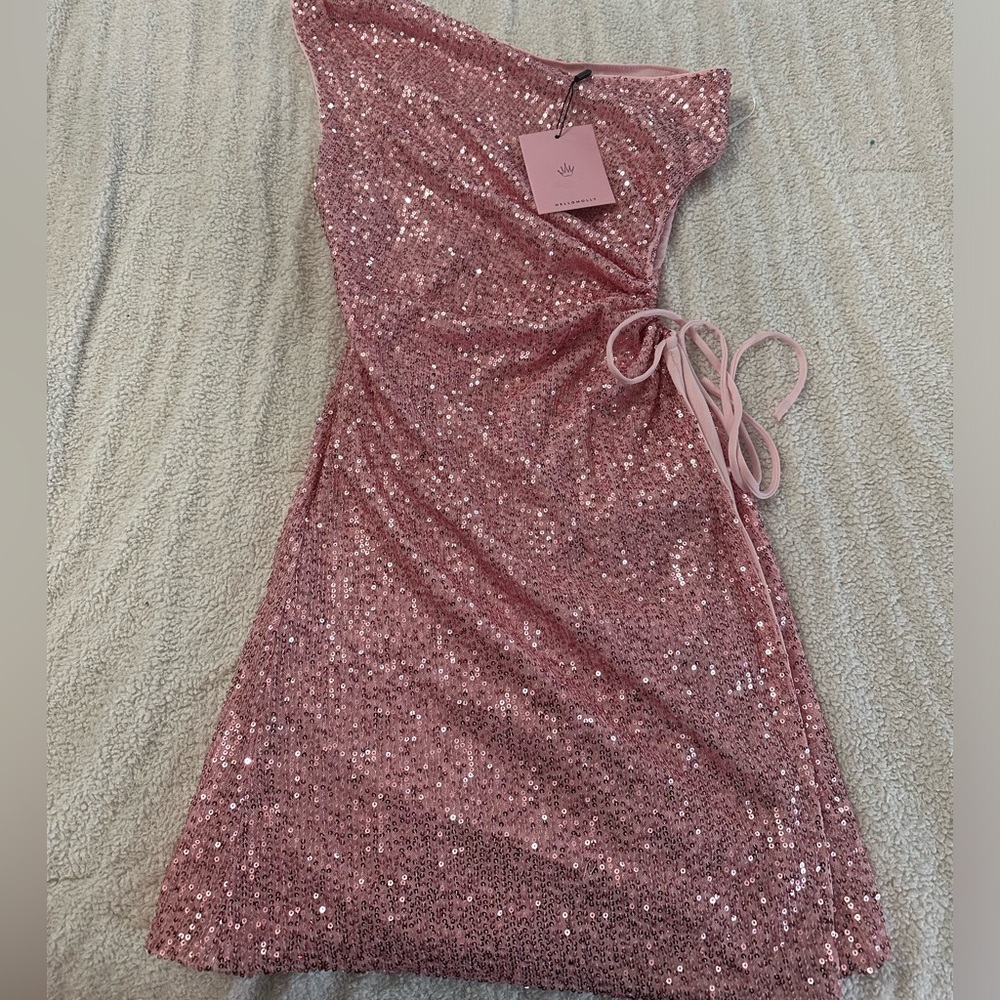 Hello Molly pink glitter dress Medium